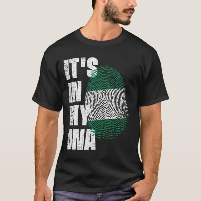 Camiseta ESTÁ NO MEU DNA, Bandeira da Nigéria (Frente)