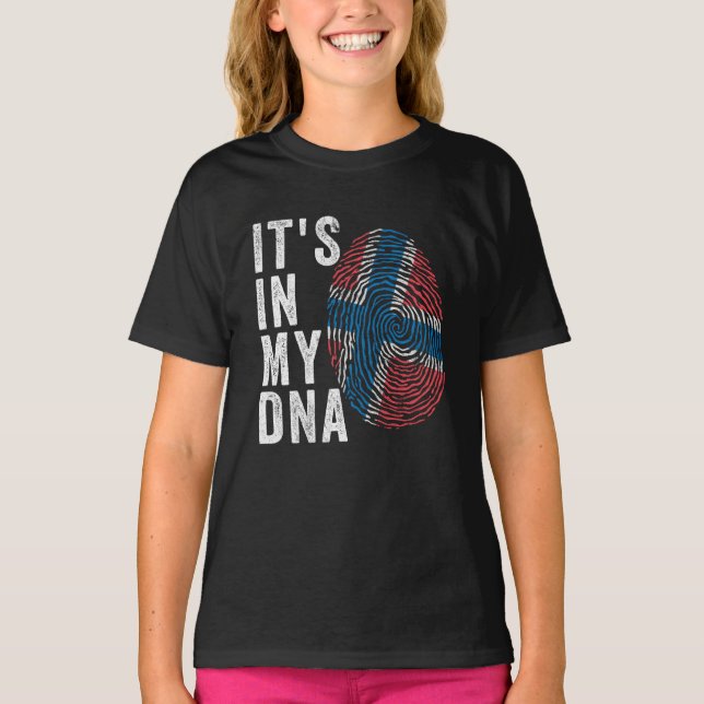 Camiseta Está no meu DNA - Bandeira da Noruega (Frente)