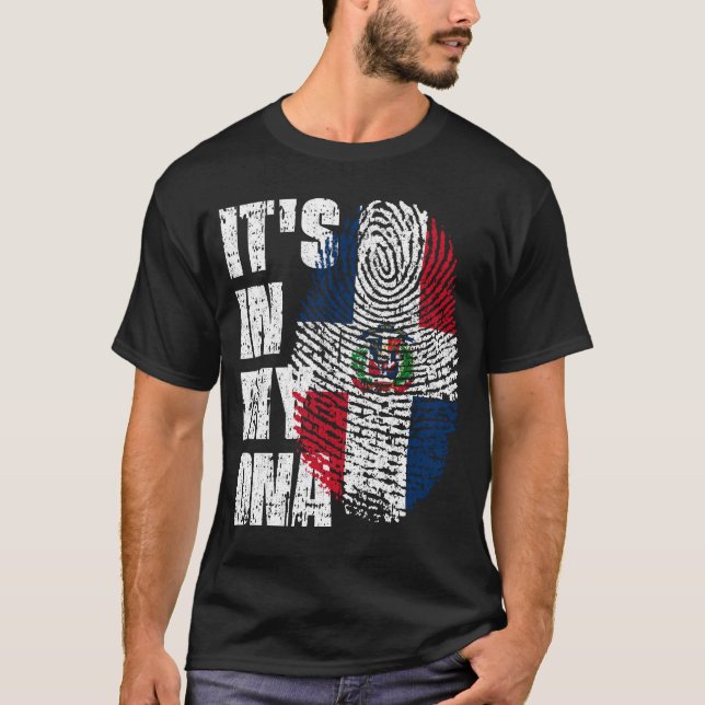Camiseta Está no meu DNA, Bandeira da República Dominicana (Frente)