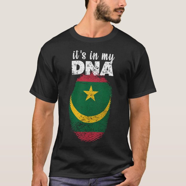 Camiseta Está no meu DNA, Bandeira mauritana Orgulhosa Maur (Frente)