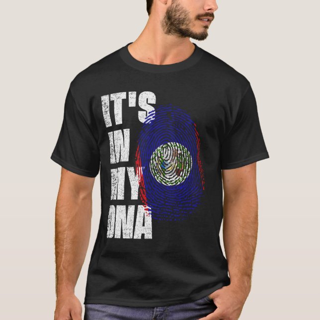 Camiseta ESTÁ NO MEU DNA Belize Flag (Frente)