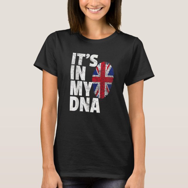 Camiseta ESTÁ NO MEU DNA British Flag Reino Unido UK Uni (Frente)