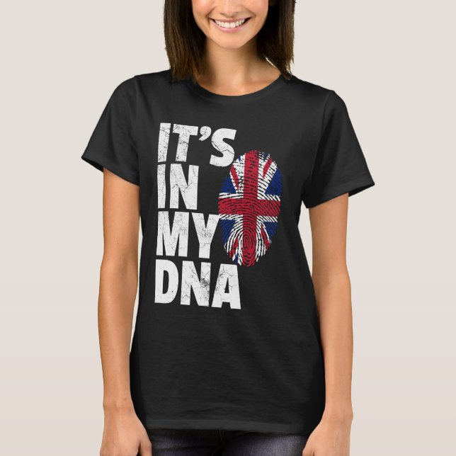 Camiseta ESTÁ NO MEU DNA British Flag Reino Unido UK Uni (Frente)