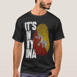Camiseta Está no meu DNA Butão Orgulhoso Bandeira do Butão