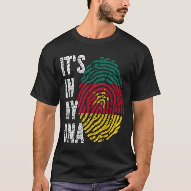 Camiseta Está no meu DNA Camarões Sinalizador Homens Mulher (Frente)