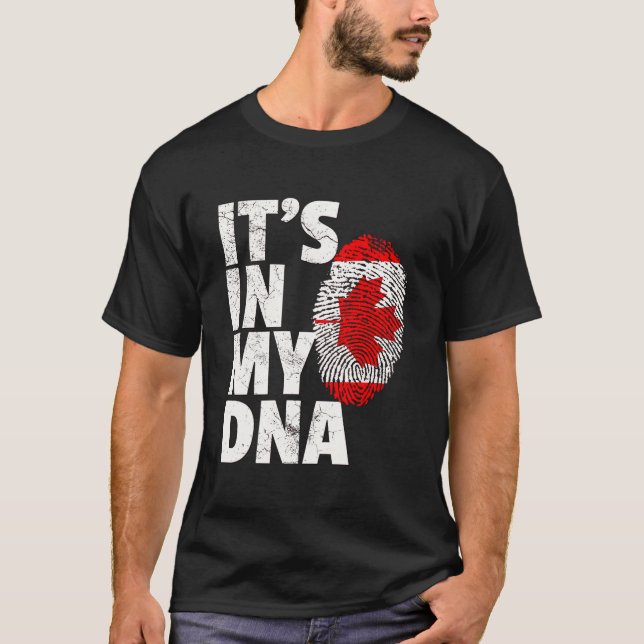 Camiseta Está No Meu Dna Canadá, Na Bandeira Canadiana Leaf (Frente)