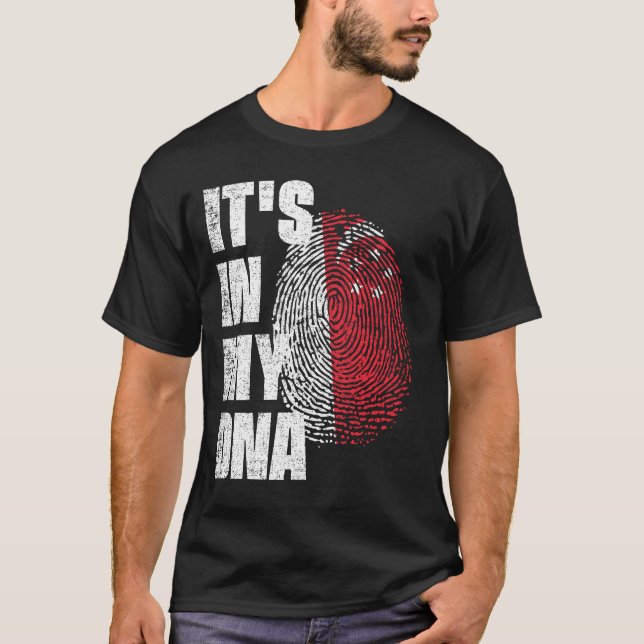 Camiseta ESTÁ NO MEU DNA Cingapura Sinalizador (Frente)