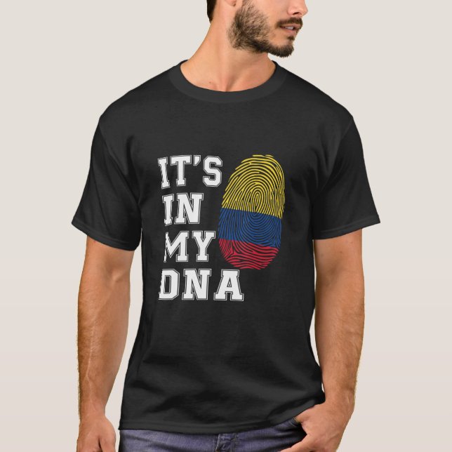 Camiseta Está no meu DNA Colombianos Orgulhosos Bandeira da (Frente)