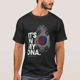 Camiseta ESTÁ NO MEU DNA Coreia do Sul Bandeira Raiz da Cor