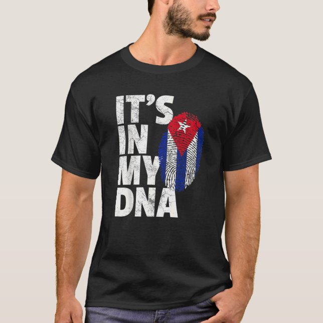 Camiseta Está no meu Dna Cuba Flag Orgulho Cubano Mente Mul (Frente)
