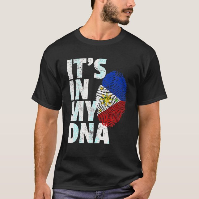 Camiseta Está no meu DNA Filipino Filipinas Bandeira Nacion (Frente)