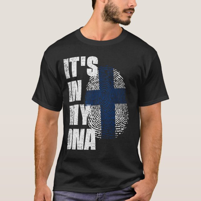 Camiseta ESTÁ NO MEU DNA Finlândia Flag (Frente)