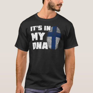 Camiseta Está no meu DNA Finlândia Sinalizador Homens Impri