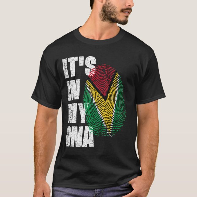 Camiseta ESTÁ NO MEU DNA Guyana Flag (Frente)