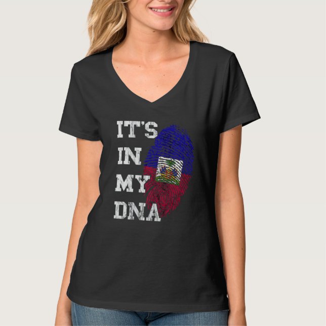 Camiseta Está No Meu Dna Haitian Roots Haiti Bandeira Haiti (Frente)