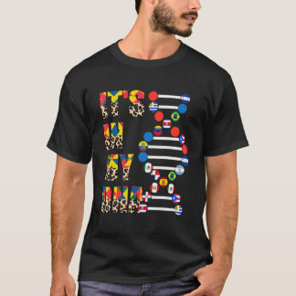 Camiseta Está no meu DNA Leopard Heritage Hispânico Mês Pro