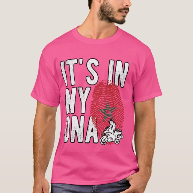 Camiseta Está no meu DNA Marrocos Flag Moto Marroquino (Frente)