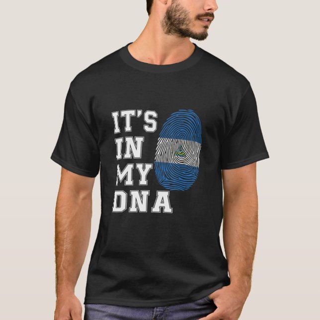 Camiseta Está no meu DNA Nicarágua Orgulhosa Bandeira Nicar (Frente)