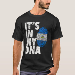 Camiseta ESTÁ NO MEU DNA Orgulho da Bandeira da Nicarágua C