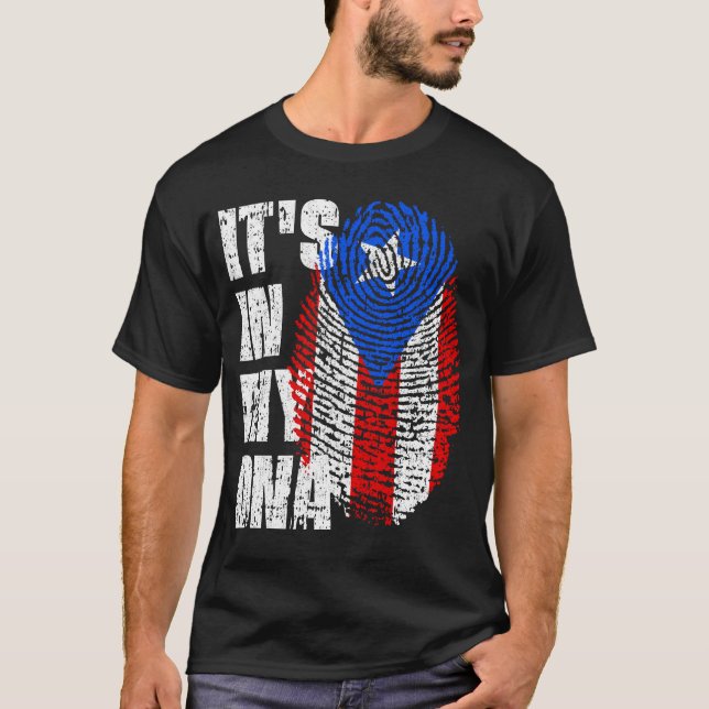 Camiseta Está no meu DNA, Porto Rico Flag Boy, presente (Frente)