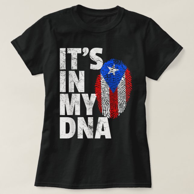 Camiseta Está no meu DNA, Porto Rico, Homem de Bandeira Riq (Frente do Design)