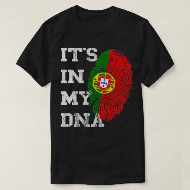 Camiseta Está no meu DNA Portugal Genético Raízes Portugesa (Frente do Design)