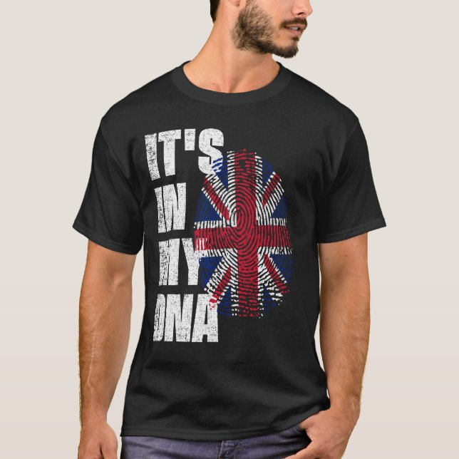Camiseta ESTÁ NO MEU DNA Reino Unido Flag (Frente)