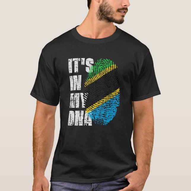 Camiseta Está no meu DNA Tanzânia Bandeira Tanzaniano (Frente)