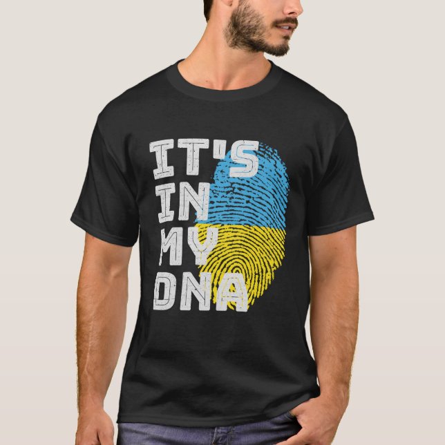 Camiseta Está no meu DNA Ucrânia Sinalizador Impressão Digi (Frente)