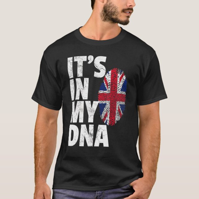 Camiseta Está no meu Dna Uk England Union Jack Flag (Frente)