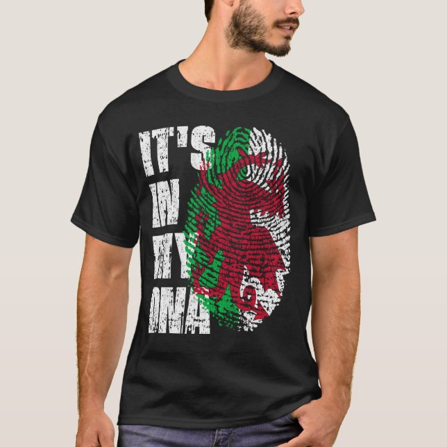 Camiseta ESTÁ NO MEU DNA Wales Flag Welsh (Frente)