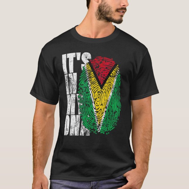 Camiseta Está no meu Gráfico de Adn Guyana para Homens Mulh (Frente)