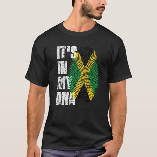 Camiseta Está no meu jamaicano Bandeira do Dna Jamaica (Frente)