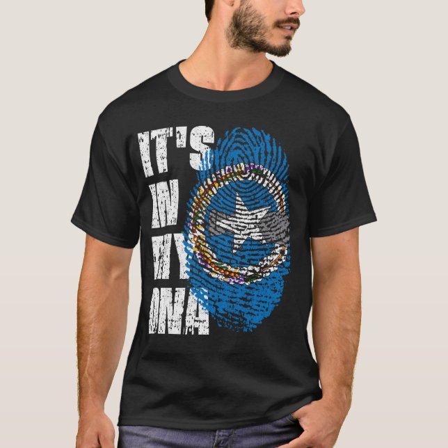 Camiseta ESTÁ NO MEU Norte de DNA, Mariana Islands Flag (Frente)