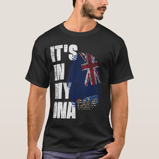 Camiseta ESTÁ NO MEU Pavilhão de DNA das Ilhas Malvinas (Frente)