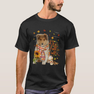 Camiseta Está no outono, Collie Dog, Ação de Graças