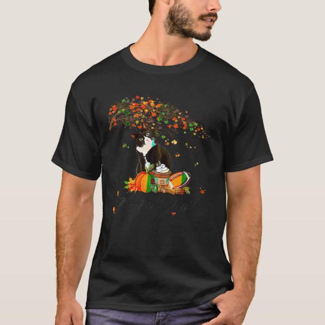 Camiseta Está no outono... todos os amantes de gatos pretos (Frente)