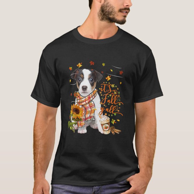 Camiseta Está no outono. Todos Russell Terrier Dog Ação de  (Frente)