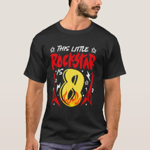 Camiseta Esta Pequena Estrela do Rock Tem 8 Anos Guitarra F