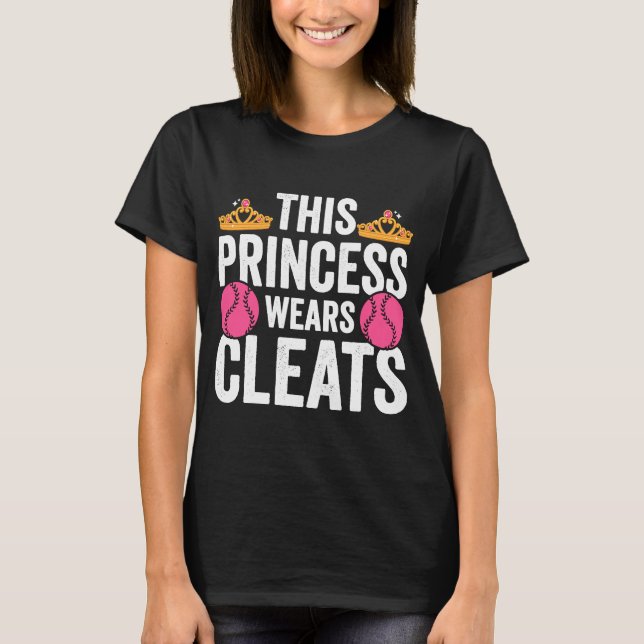 Camiseta Esta Princesa Veste Cleats Softball Baseball (Frente)