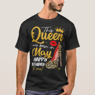 Camiseta Esta Rainha Era Nascer Em Maio, Menina Leopardo 