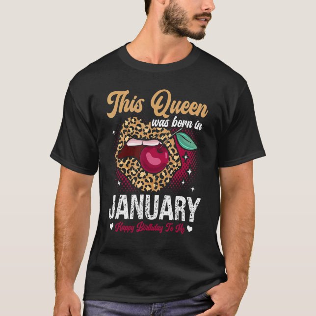 Camiseta Esta Rainha Foi Nascer Em Janeiro Feliz Aniversári (Frente)