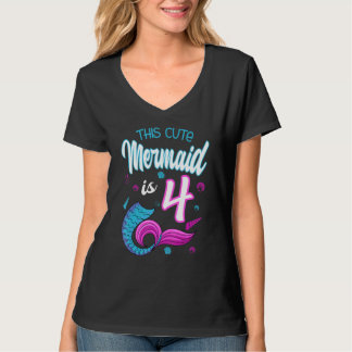 Camiseta Esta Sereia Bonita É 4 Celebração De Aniversário 4