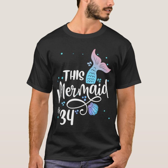 Camiseta Esta Sereia Tem 34 Anos 34 Anos Sereia De Aniversá (Frente)