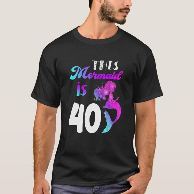 Camiseta Esta Sereia Tem 40 Anos De aniversário de 40 anos (Frente)