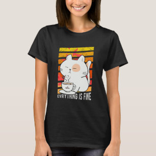 Camiseta Está Tudo Bem Bebendo De Gato Café Queimando Pos