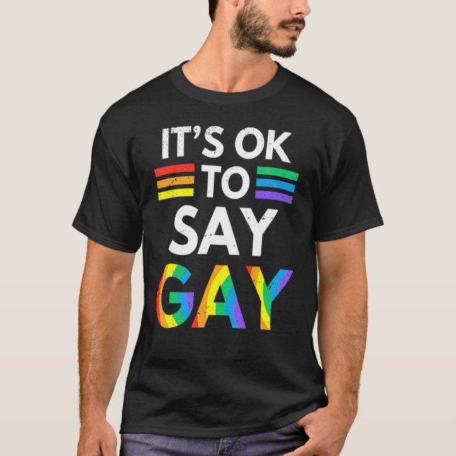 Camiseta Está Tudo Bem Dizer Gay Rainbow Lgbt Flag Orgulho  (Frente)