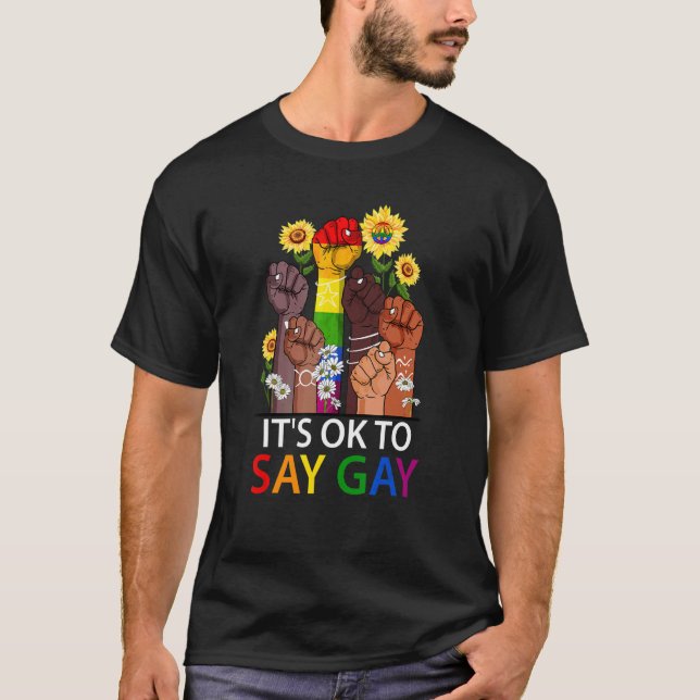 Camiseta Está Tudo Bem Dizer Lésbica De Girassol Na Gay, Bi (Frente)