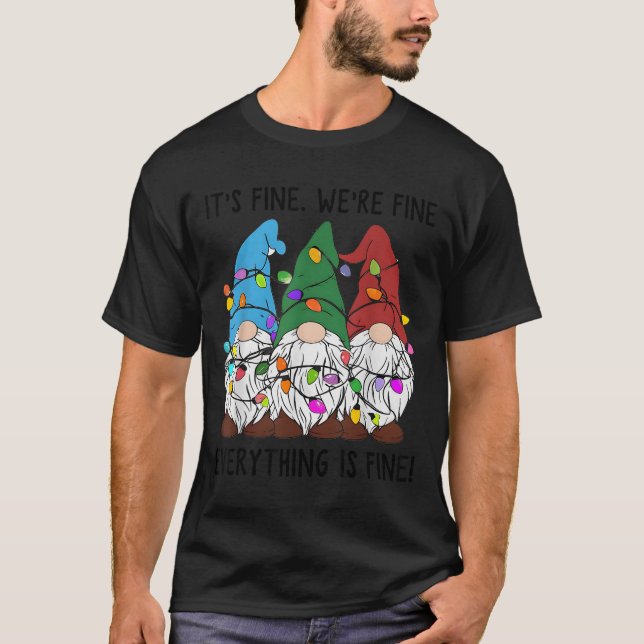 Camiseta Está tudo bem, é boa luz de Natal Gnomo (Frente)