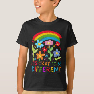 Camiseta Está Tudo Bem Ser Diferente Autismo Rainbow Boho N